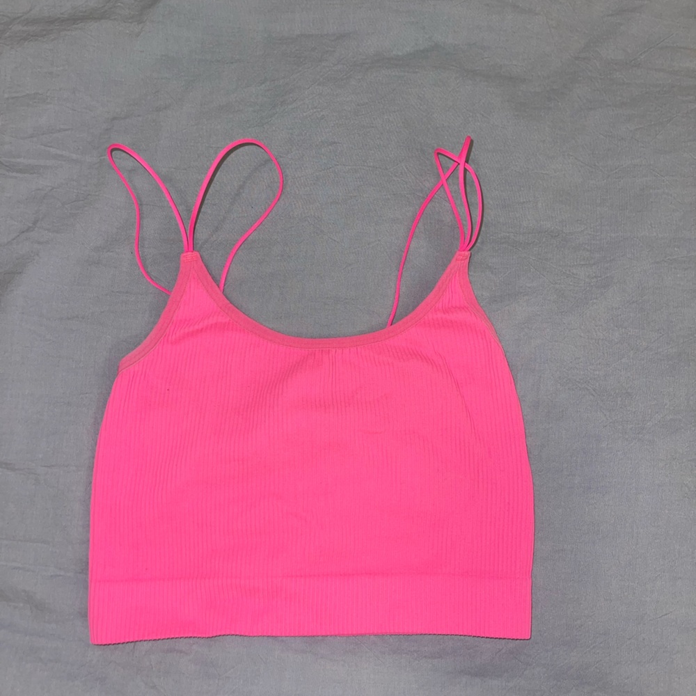 Aritzia Sunday Best Bright Pink Ribbed Tank